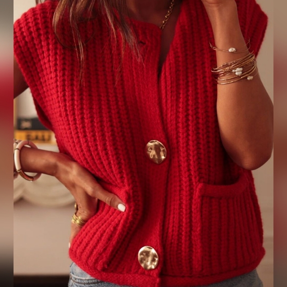 Shiloh Luxe Knit Vest - Deep Red - Picture 1 of 5